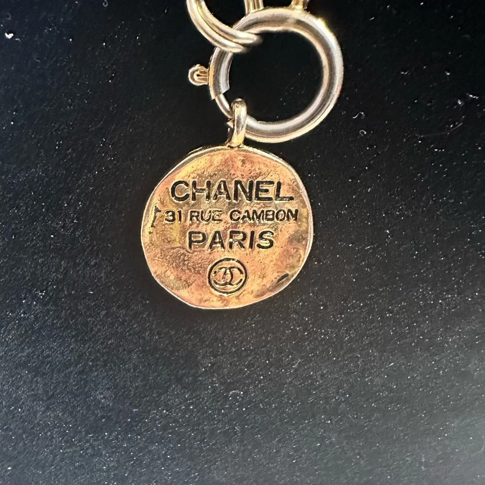 CHANEL Gold Chain Necklace with Paris Pendant
